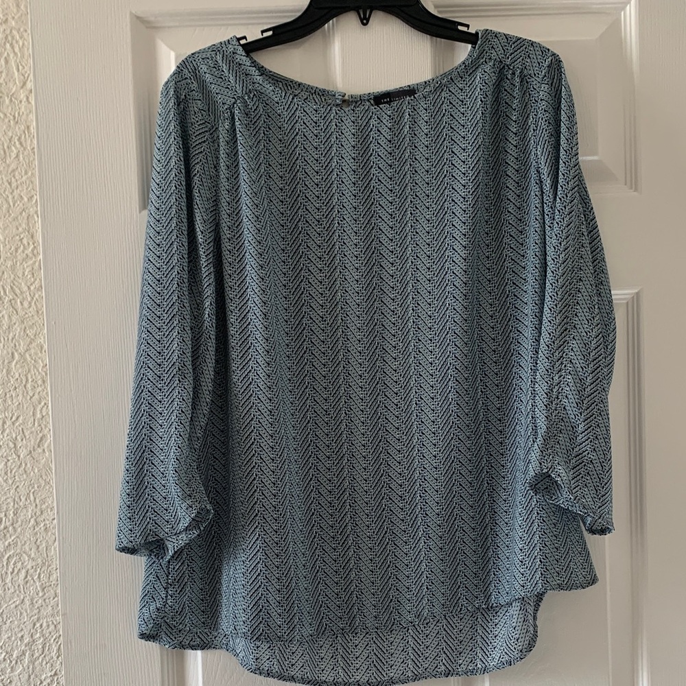 The Limited Light Blue Chevron Boatneck Blouse